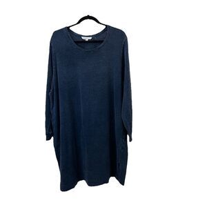 Jane & Delancey Dress Women Size 2X Blue Long Sleeve Tunic Midi Lagenlook